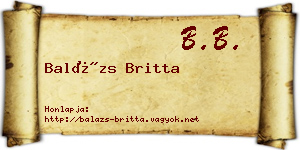 Balázs Britta névjegykártya